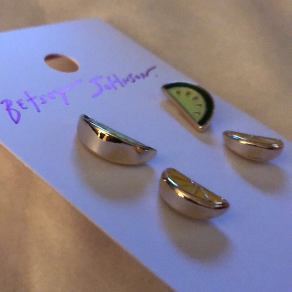 Betsey Johnson Gold Tone Lemon & Lime Wedge Stud Earring Set NWT - Picture 9 of 13